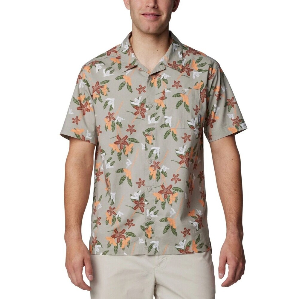 Columbia Men's Arrow Springs Short-Sleeve Cotton Button-Up Shirt Khaki M